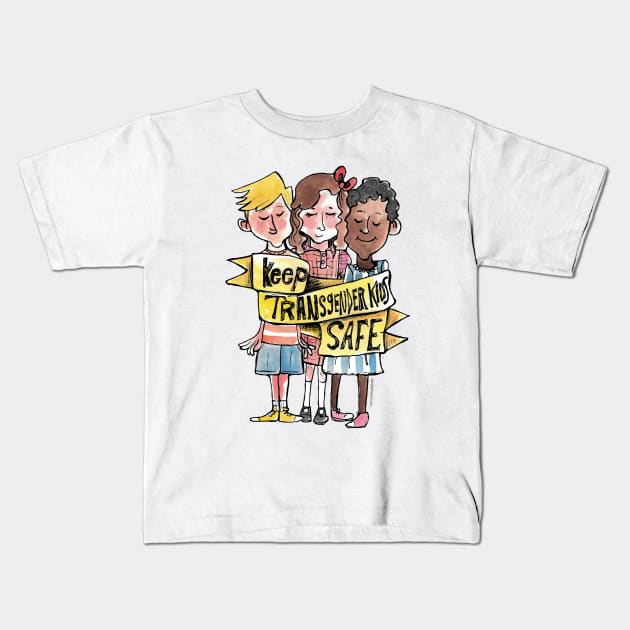 Keep Transgender Kids Safe Kids T-Shirt by DamiAnimated